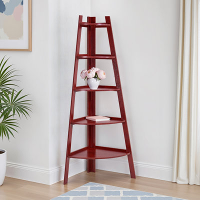 Tisha 63" H x 26.5" W Corner Five Tier Ladder Bookcase
