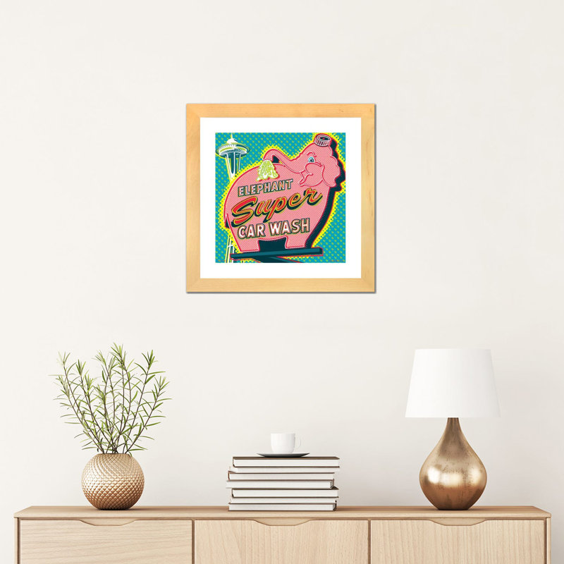 Reproduction d’art graphique-impression, Blanc, H 16 po x l 16 po x p 1 po, Toile avec cadre en bois beige