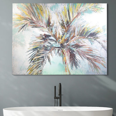 Inlet Palms by Studio Arts Canvas Wall Art - Botanical Tropical Palm Tree Painting Print