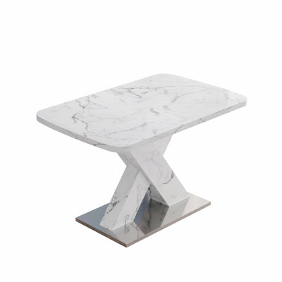 Table de salle à manger moderne Hine, table de salle à manger extensible, plateau de table en faux marbre