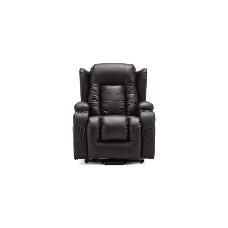 86cm Wide Lift Assist Zero Gravity Recliner with Massager, Brown, Dual Motor Lift Assist