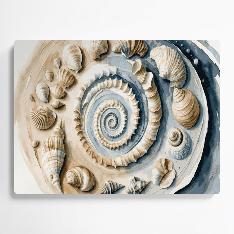 «Coastal Shell Layer Study», art mural en métal beige, H 24 po x l 36 po