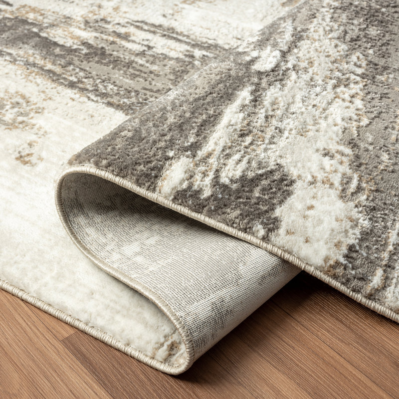 Tapis abstrait beige, Rectangle 7 pi 10 po x 10 pi 7 po