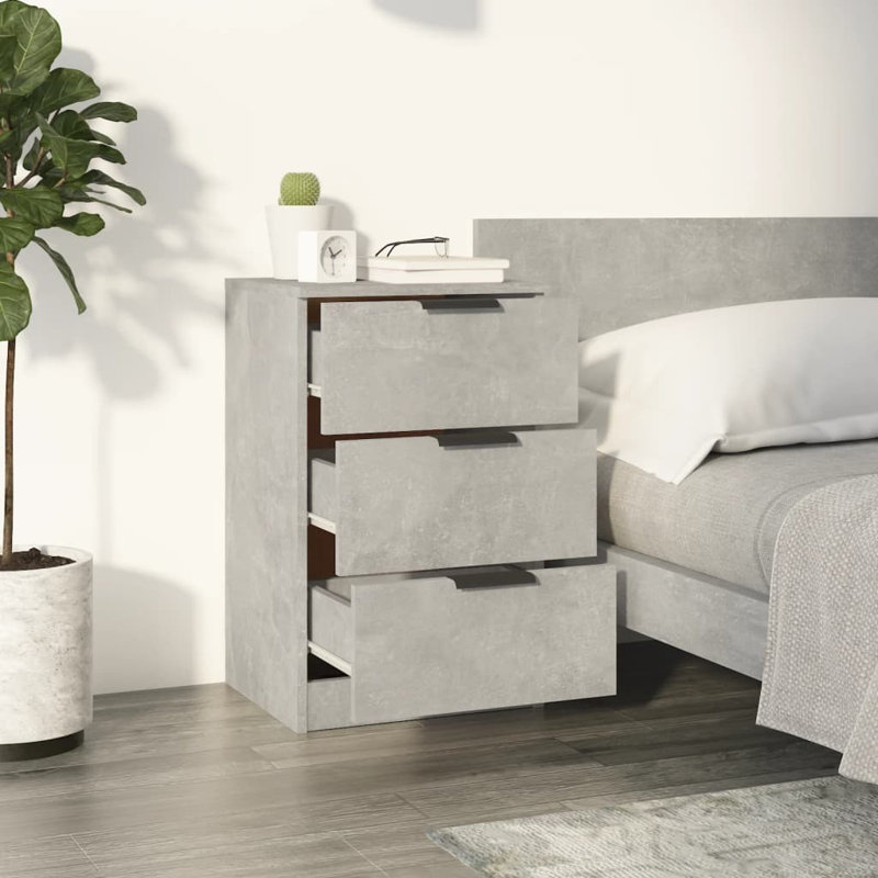 Ivell Bedside Cabinets, Concrete Grey, Set of 2