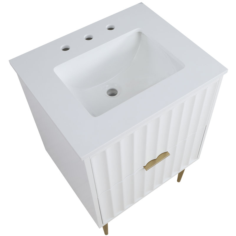 Meuble-lavabo autoportant Miha, Doré