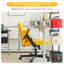 Chaise de bureau jaune avec accoudoirs croisés en lin jaune avec roulettes - ergonomique pour le bureau personnel, le travail et les études