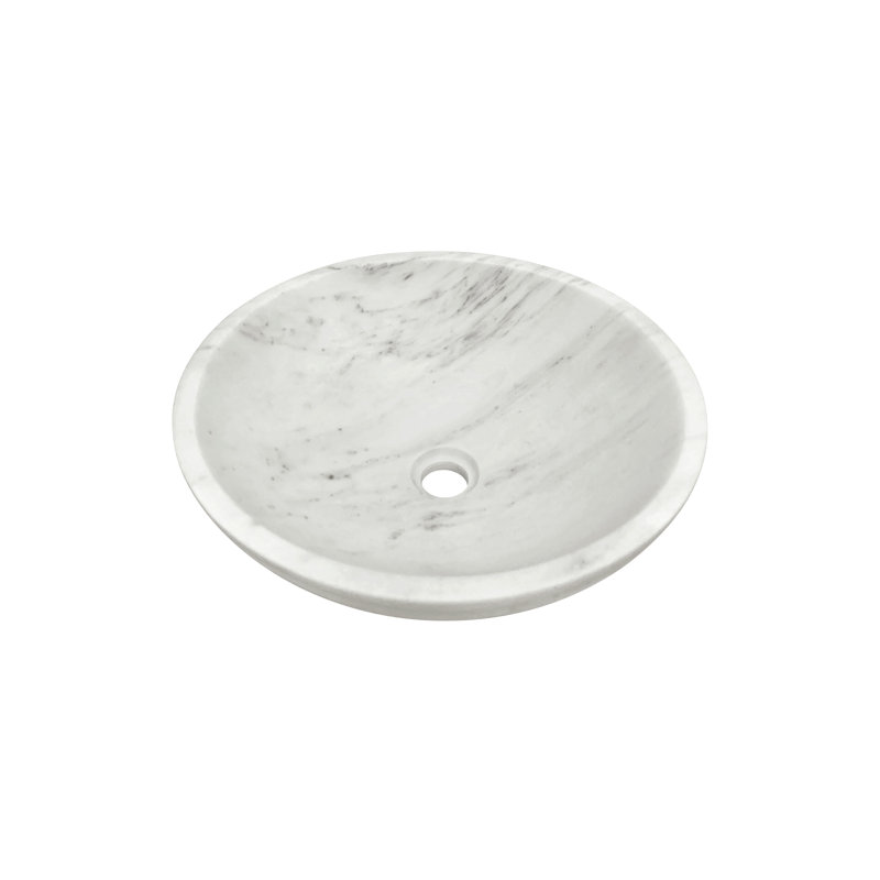 Lavabo pour salle de bain en marbre naturel, surface polie, pierre naturelle, marbre véritable, marbre véritable, Blanc