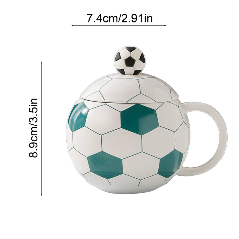 Grande tasse à thé en forme de ballon de football avec couvercle en forme de tasse à thé en céramique, un excellent cadeau pour les amateurs de sport
