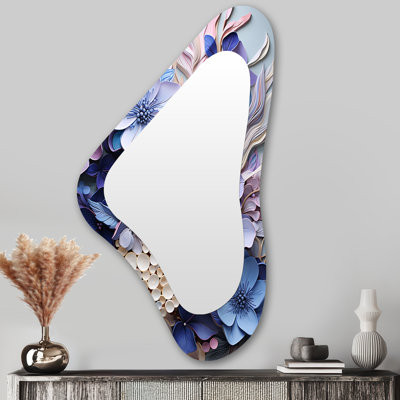 Bugarin Mixed Hydrangea Fusion - miroir de forme unique Hydrangea, miroir mural asymétrique mauve unique, impression d'art en métal