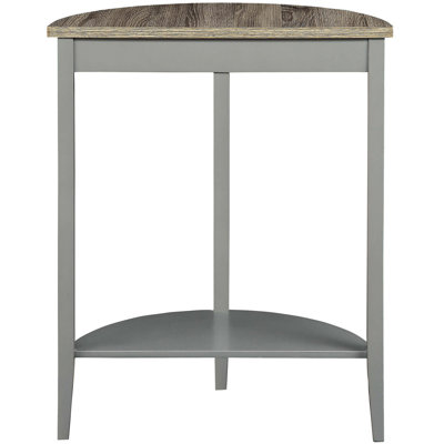 Console demi-lune grise avec tablette pour rangement de style rustique