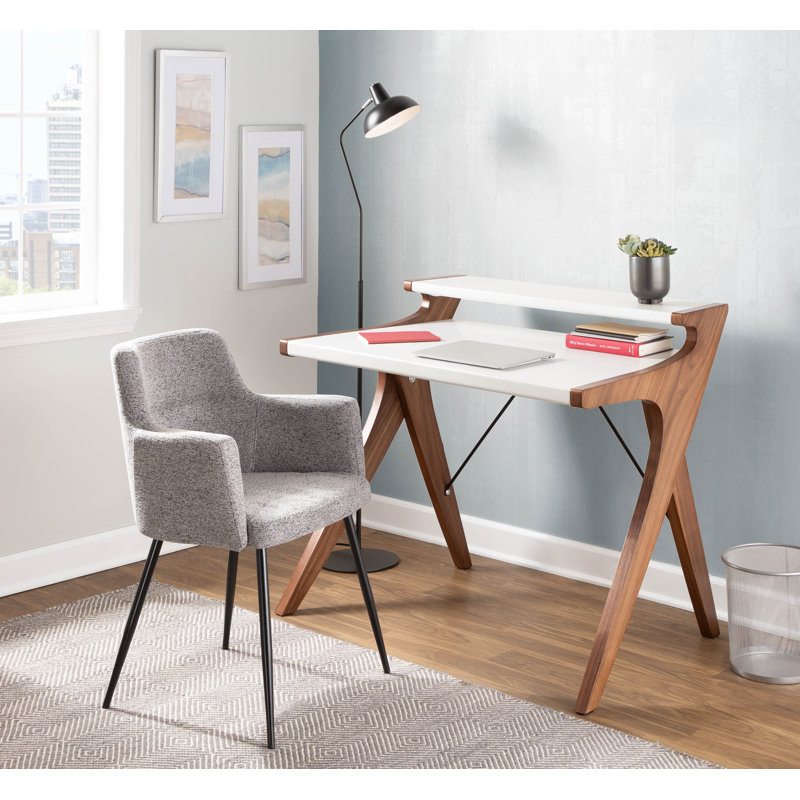 Gunning Wood Top Desk with Raised Hutch, White