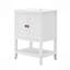 Lavabo de salle de bain moderne et élégant avec lavabo en céramique et structure ouverte en bois massif-115688508-115688509