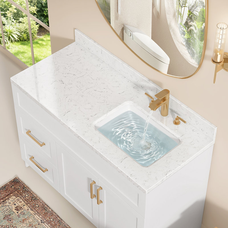 48 po X P 22 po De salle de bain rectangulaire en marbre Dosseret H, Right