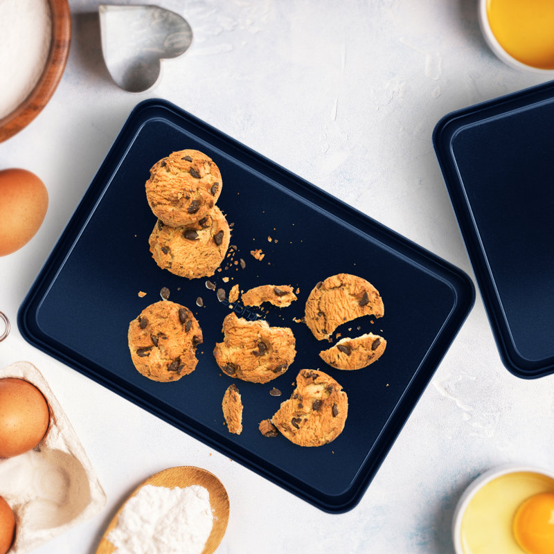 Blue Carbon Steel Non-Stick Cookie Sheet Set