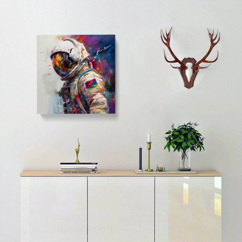 Astronaut Gestural - No Frame Print, 50cm H x 50cm W x 3cm D