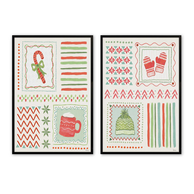 Cozy Winter Patchwork, ensemble de 2 reproductions d'art, 20 po x 16 po, Noir satiné