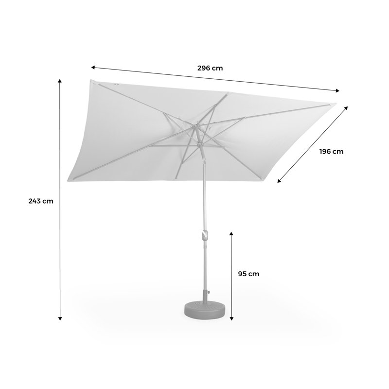 Alishea 296cm X 196cm Rectangular Tilt Parasol, Water Green