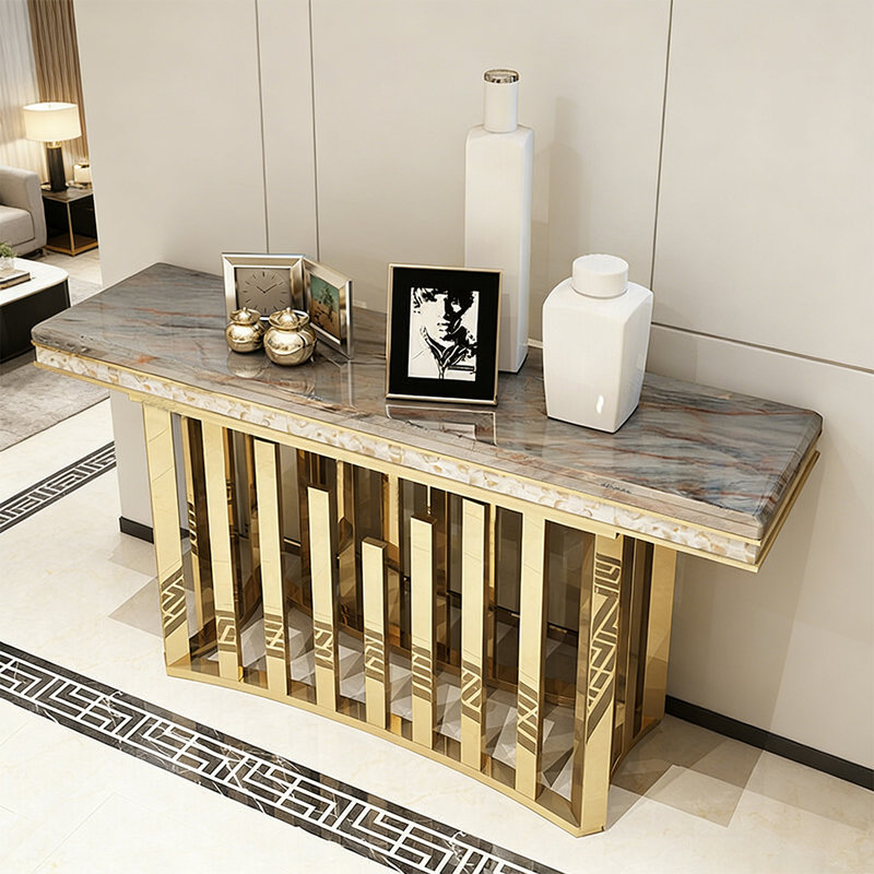 Console de luxe en métal, H 33,46 po x l 47,24 po x P 17,72 po, Brun