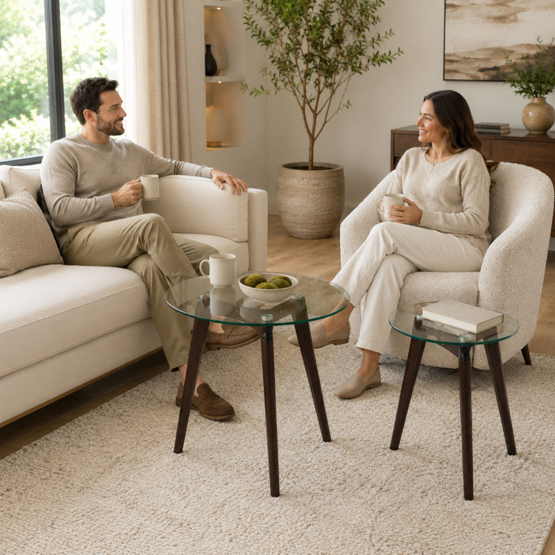 Ensemble de deux tables gigognes Ely, Brun