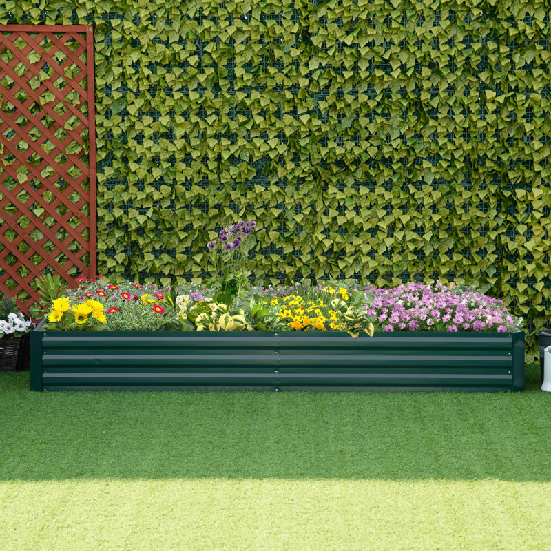 Lit de jardin surélevé en métal Evelin, Vert, 1, H 12 po x l 96 po x P 36 po