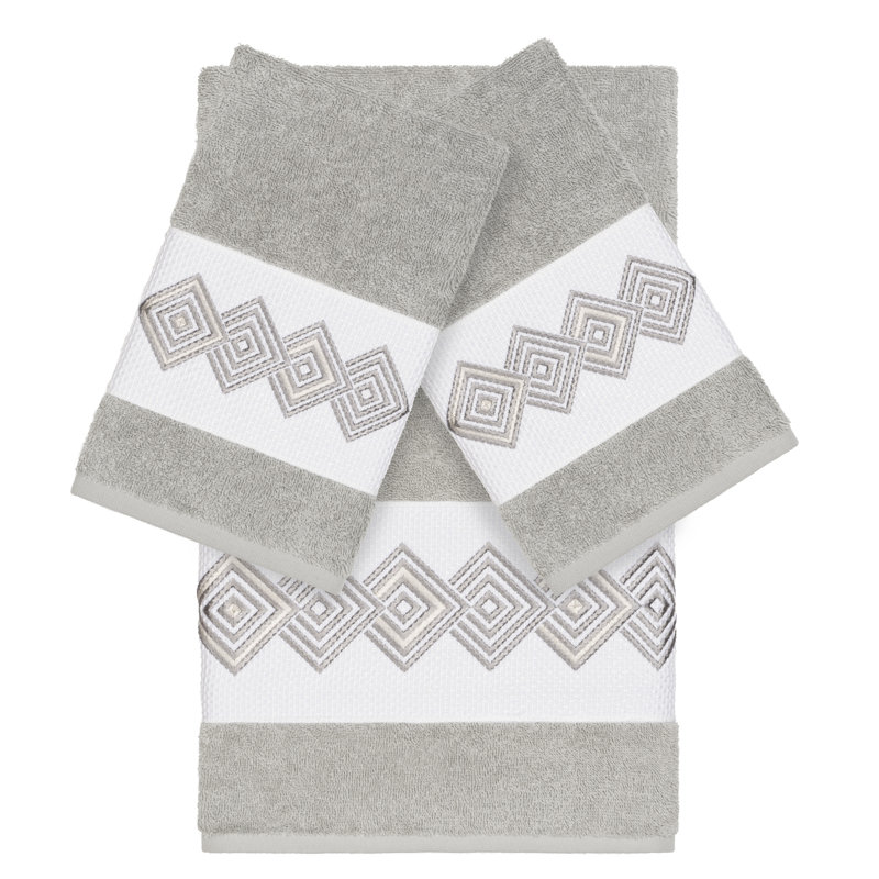 Noah 3 Piece Turkish Cotton Towel Set, Light Gray