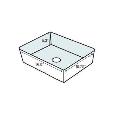 Forte Ceramic Rectangular Vessel Bathroom Sink with Overflow