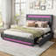 Upholstered Platform Bed Frame with Adjustable Headboard and 4 Storage Drawers-669549911