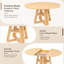 Table de salle à manger ronde extensible de 150 cm avec rallonge amovible, table de cuisine à base en forme de croix pour 4 à 6 personnes, bois naturel [imitation rotin]-1214041297-1214041289