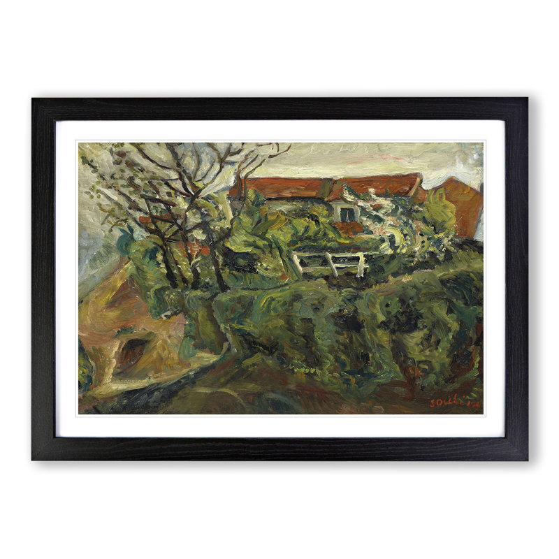 House in Landscape by Chaim Soutine - Picture Frame Painting, Black Framed, 36cm H x 48cm W x 2cm D