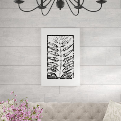 Linocut Leaf Stem - impression sur toile