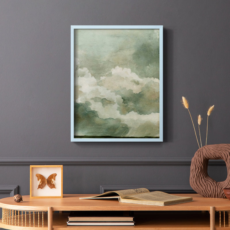 «Coming Rain II», reproduction encadrée - bois massif, Bleu, H 10 po x l 8 po