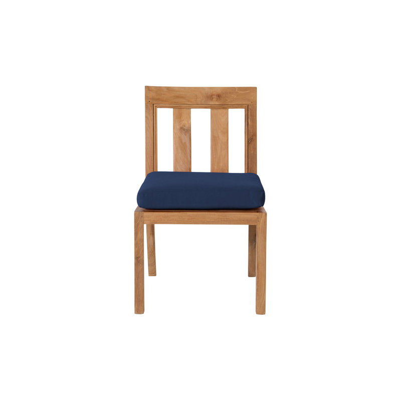 Chatsworth Teak Outdoor Dining Armless Chair (Set of 2), Navy