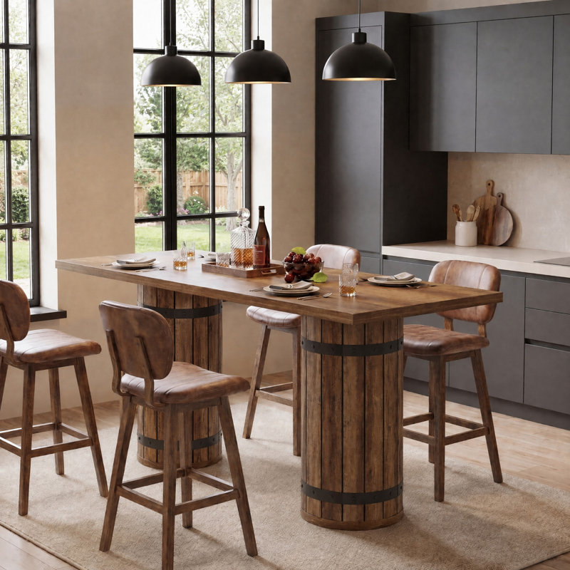 70.9" Industrial Counter Height Bar Table, Long High Top Dining Table for Kitchen
