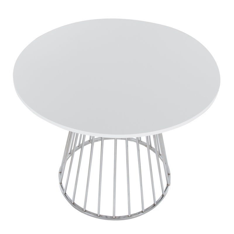 Canary Margaret-Beres Round Pedestal Dining Table, White, Silver