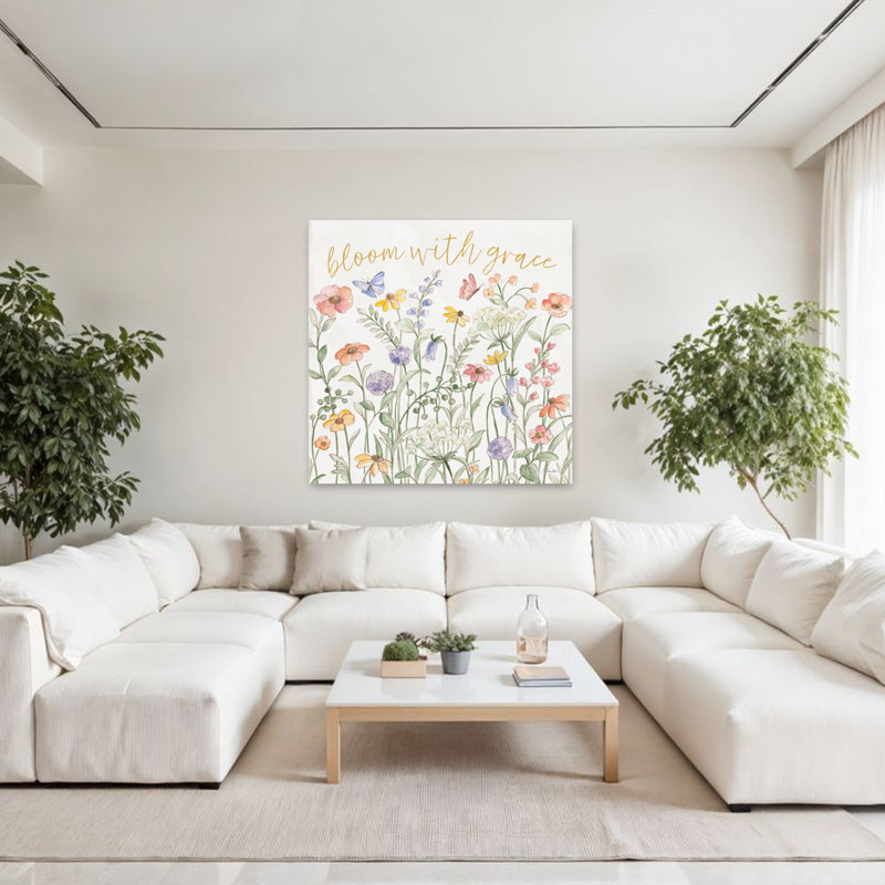 Fleurs sauvages, art floral de jardin III, H 48 po x l 48 po