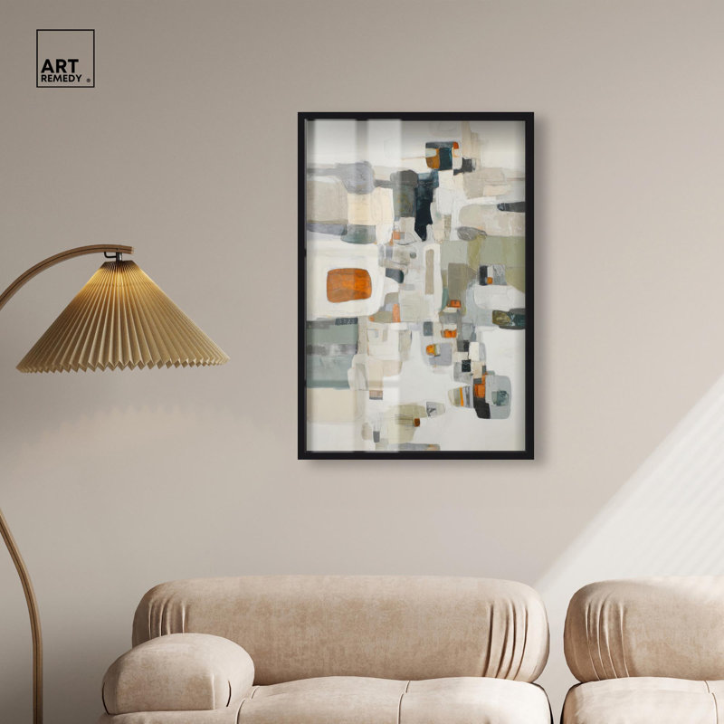 Décoration murale moderne "River Stones II" par Art Remedy, cadre noir, 24 x 36, H 37 po x l 25 po, Cadre noir