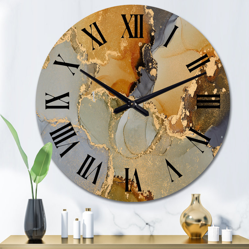 Horloge murale moderne brune et noire, Grand