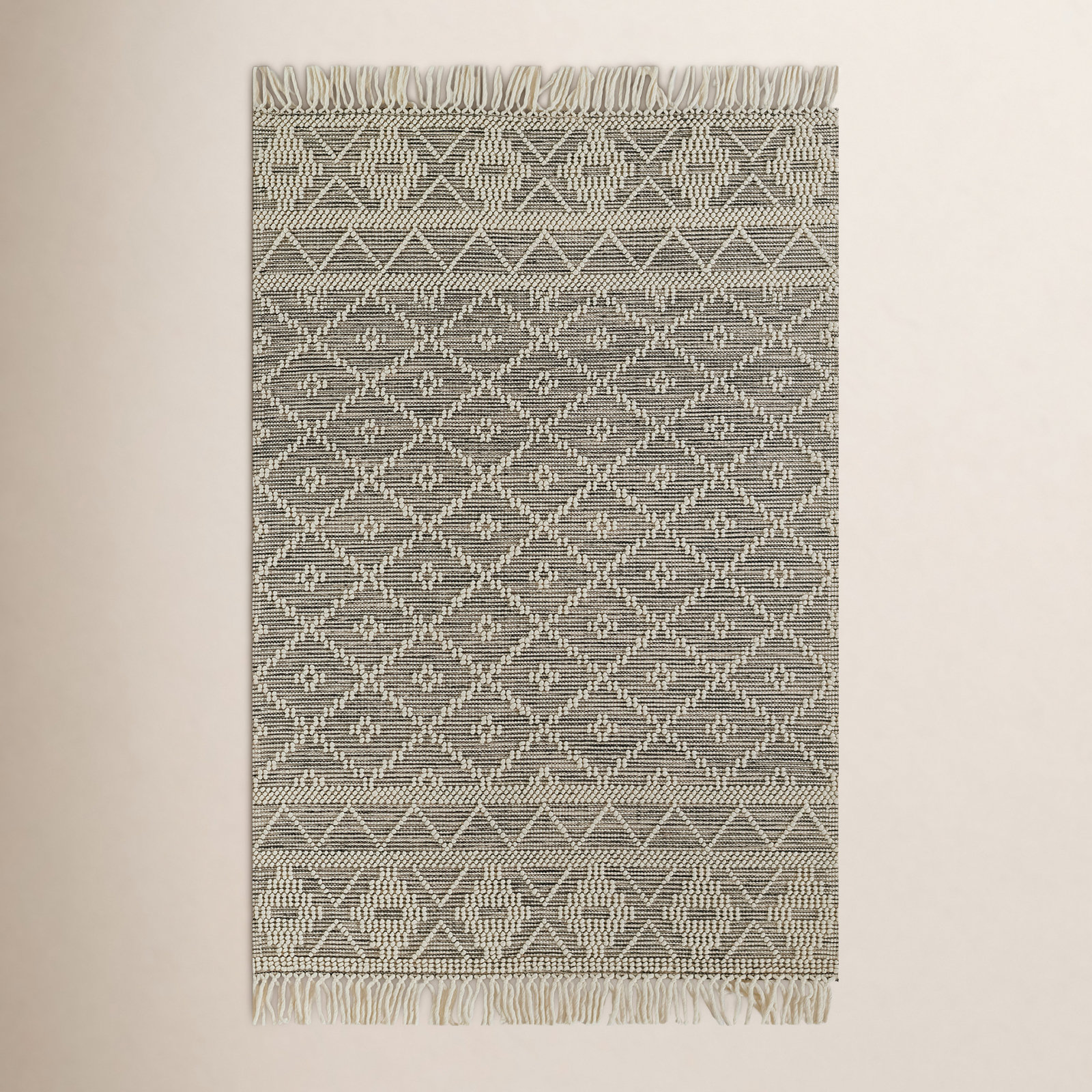 Alyson Beige Gray Hand-Woven Geometric Rug, Rectangle 5' x 8'