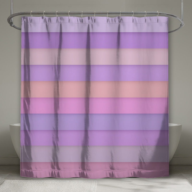 Rideaux de douche à rayures roses et mauves très longs, L 70 po x H 93 po