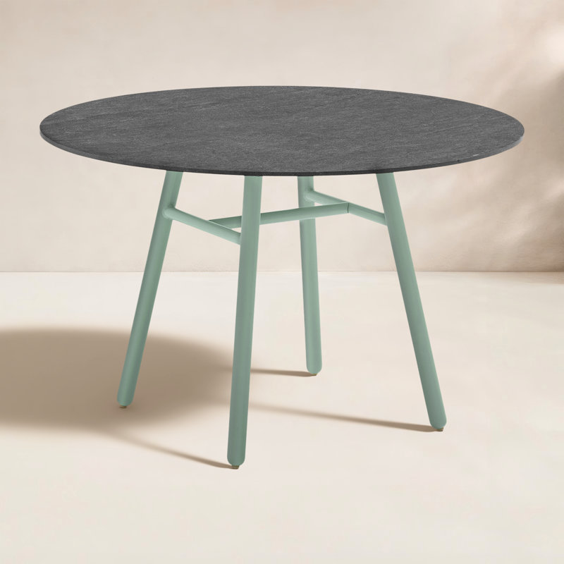 Yo! Bistro Table with Metal Legs, Cardoso Black, Matt Thyme Green