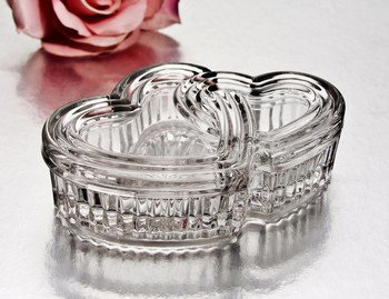 Boîte à accessoires en cristal double cœur