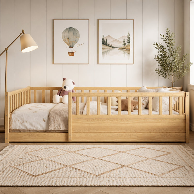 Structure de lit pour enfants Montessori, Double, Naturel