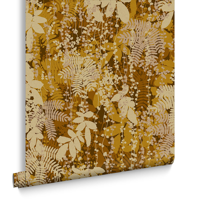 Floral Metallic Wallpaper Roll, Antique Gold