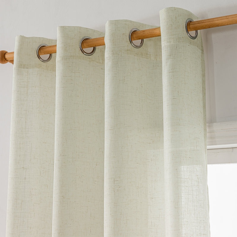Draycott Solid Color Polyester Linen Textured Curtains Grommets Panel(Set of 2), 52" W x 96" L
