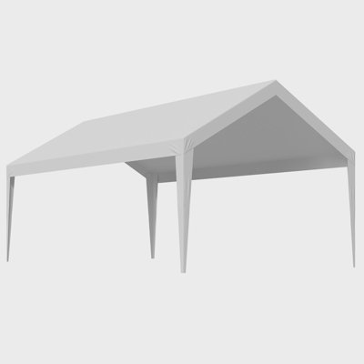 Carport Replacement Canopy, 12 X 20 Ft Potable Garage Tent Top Tarp, UV-Resistant & Waterproof Car Shelter Tarp, Heavy Duty Car Port Cover With Ball Buggees, White, Frame Not Included