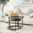 Nesting Round Coffee Table Set Of 2 End Tables For Living Room,Grey Coffee Table Wooden Accent Furniture With Metal Frame,Stacking Side Tables,Black+Warm Grey