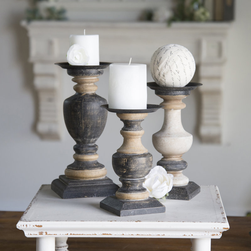 11.5'' H Wood Tabletop Candlestick