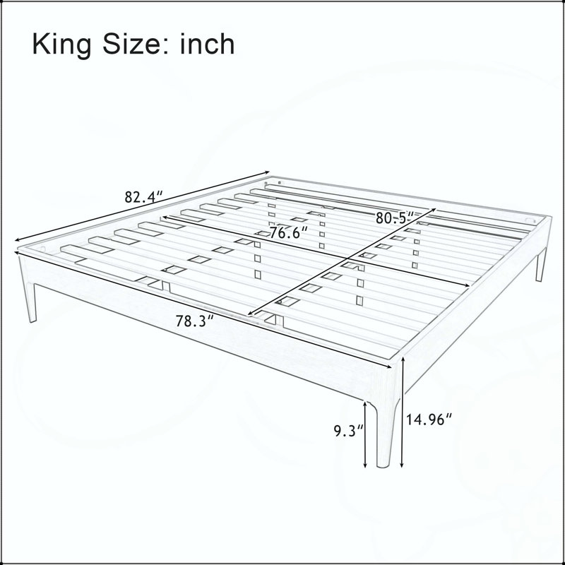 15 Inch High King Size Solid Bamboo Platform Bed with Metal Support, Chocolate, King