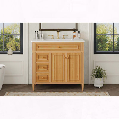 Meuble-lavabo moderne 36 po avec lavabo en céramique et tiroir rabattable 36 po