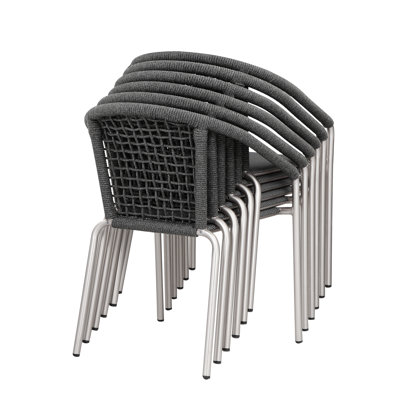 Fauteuil de salle à manger d'extérieur empilable en aluminium avec coussin Pangea Home Catlin